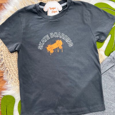  Conj Skate boarding e Chumbo e Laranja Short Listrado